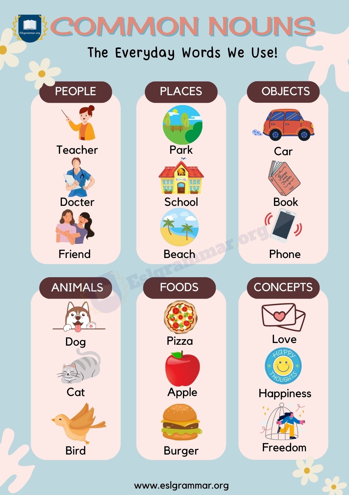 Common Nouns Definition Usage Useful Examples ESL Grammar