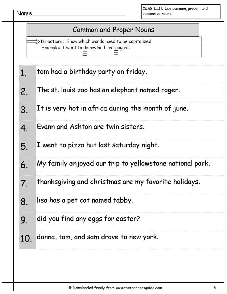 proper noun common worksheet for class 2