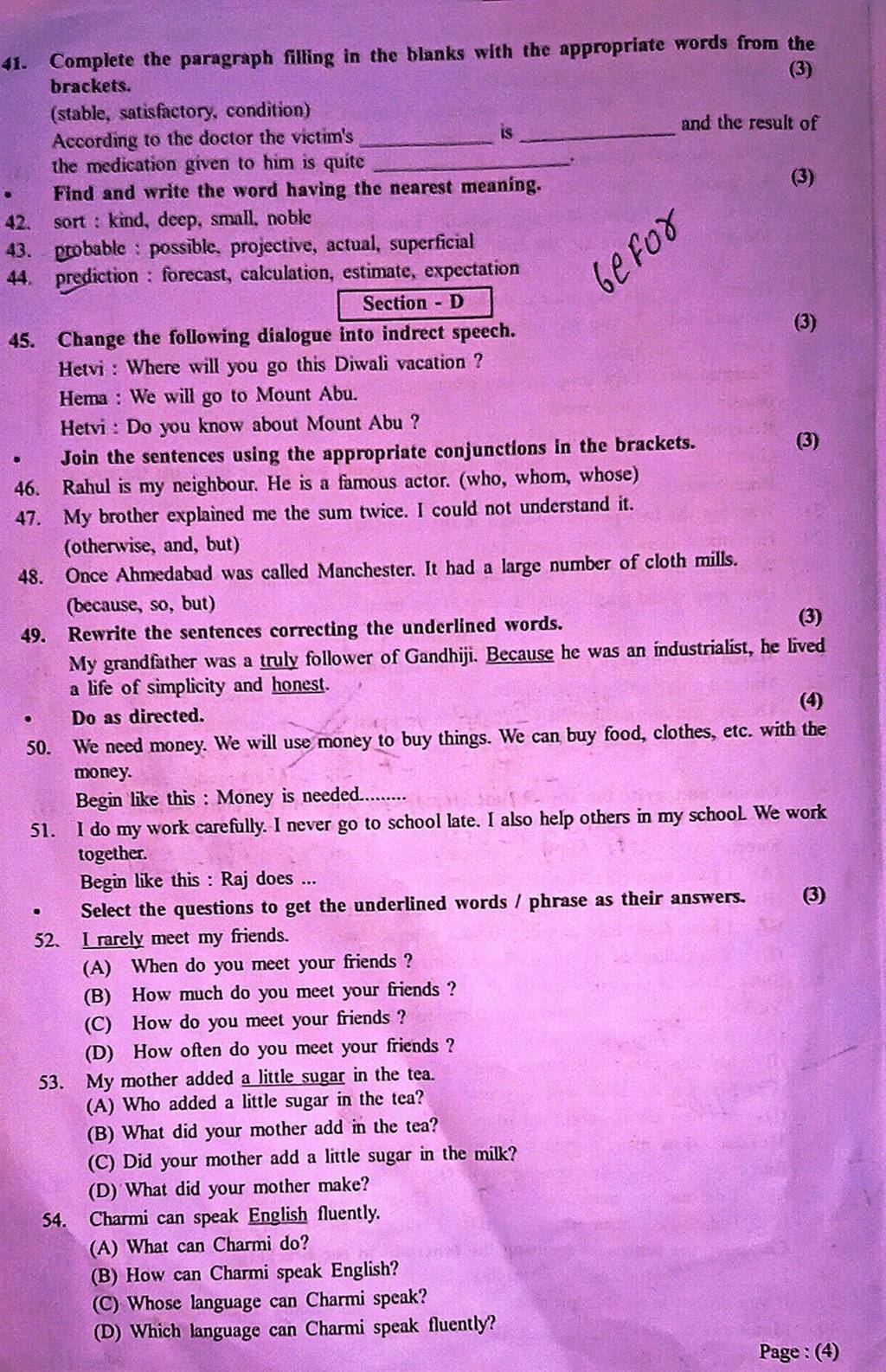 Complete The Paragraph Filling In The Blanks With The Appropriate Words F 