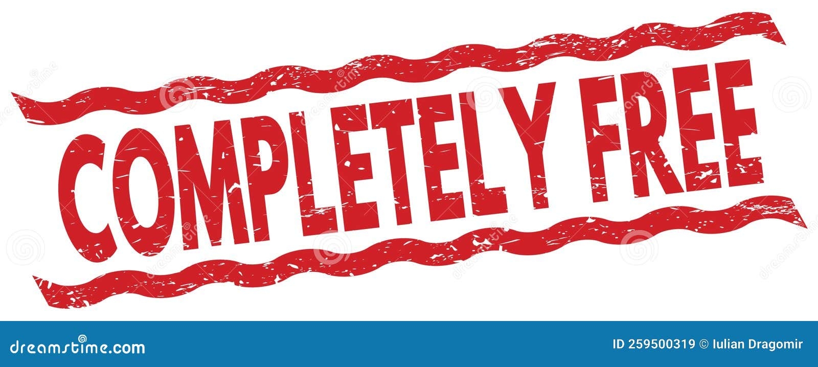 COMPLETELY FREE Text On Red Lines Stamp Sign Stock Illustration 