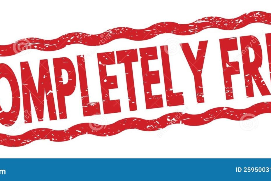 COMPLETELY FREE Text On Red Lines Stamp Sign Stock Illustration