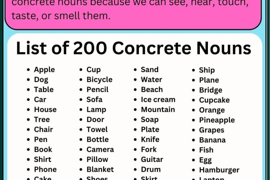 Concrete Noun Definition And Example