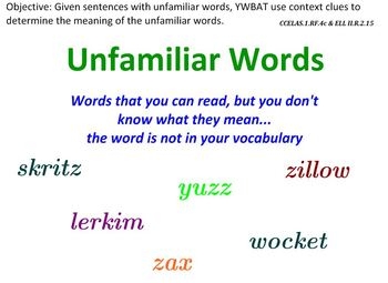 Context Clues Unfamiliar Words By Jennifer Glueck TpT