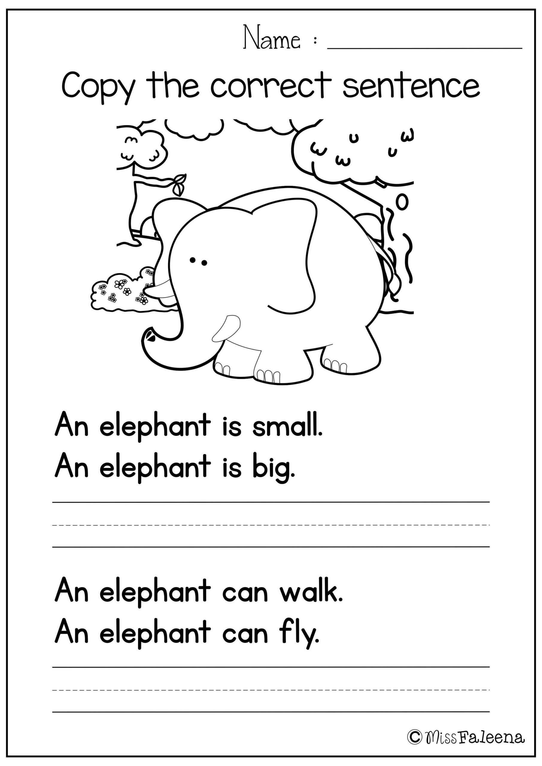 Copying Sentences Worksheets