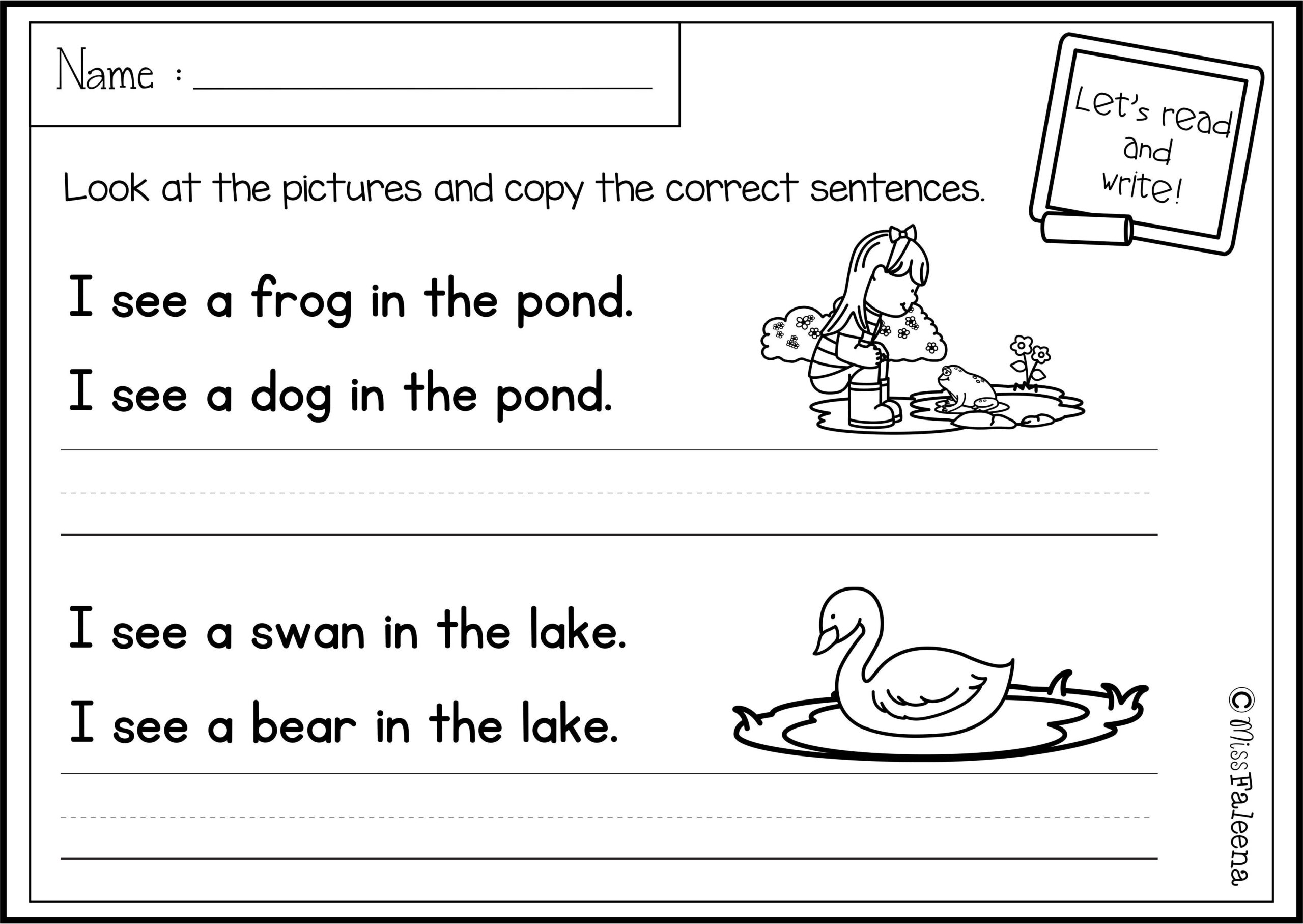 Copying Sentences Worksheets