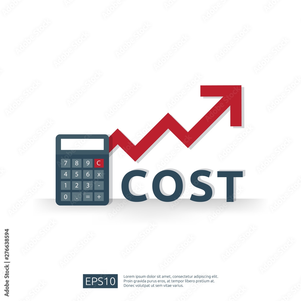 Cost Fee Spending Increase With Red Arrow Rising Up Growth Diagram 