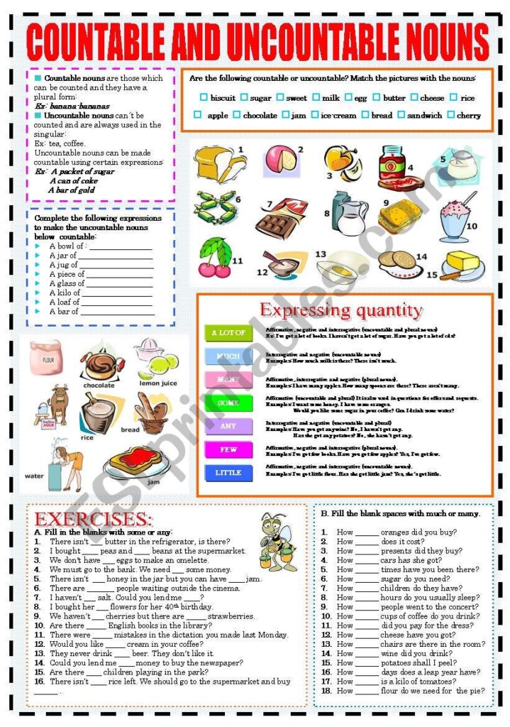 Countable And Uncountable Noun Worksheets Pdf Noun Worksheets