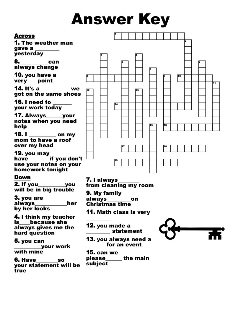 Crossword Puzzle Answers And Solutions