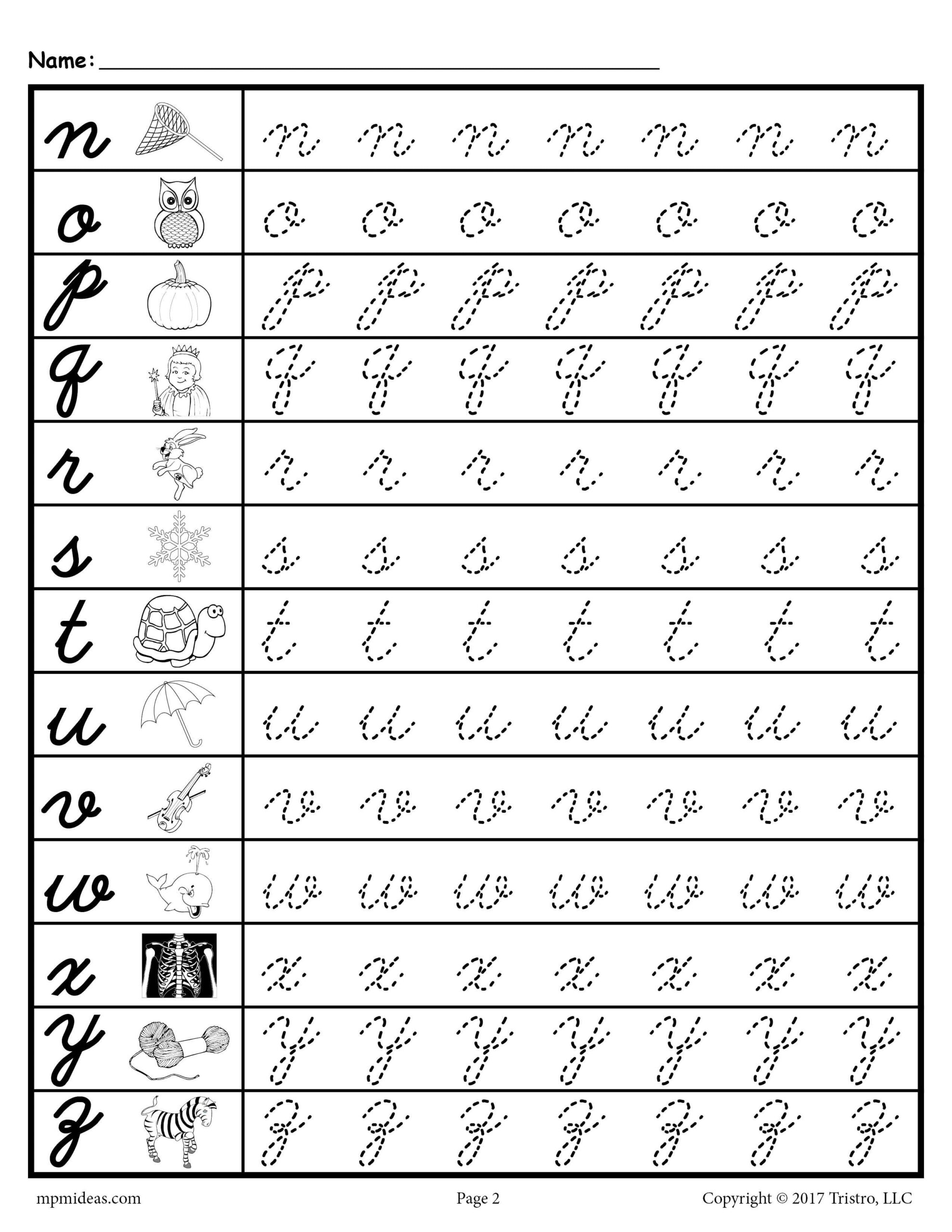 Cursive Lowercase Letter Tracing Worksheets Cursive Writing 