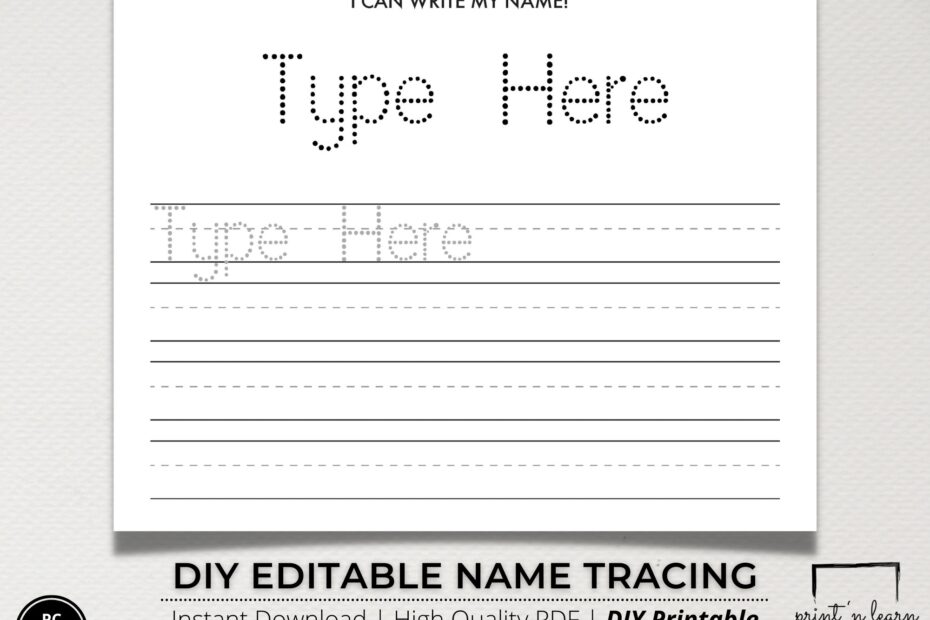 Custom Name Tracing Sheet Handwriting Practice Name Writing