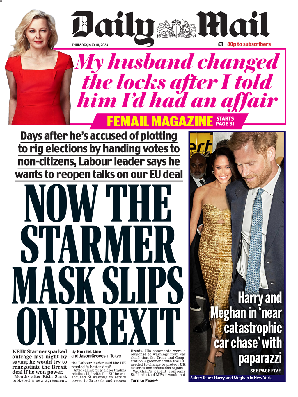 Daily Mail Daily Mail Newspaper 1st June 2018 Aidan Turner Poldark 