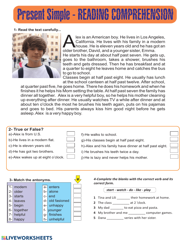 samples of reading comprehension tests