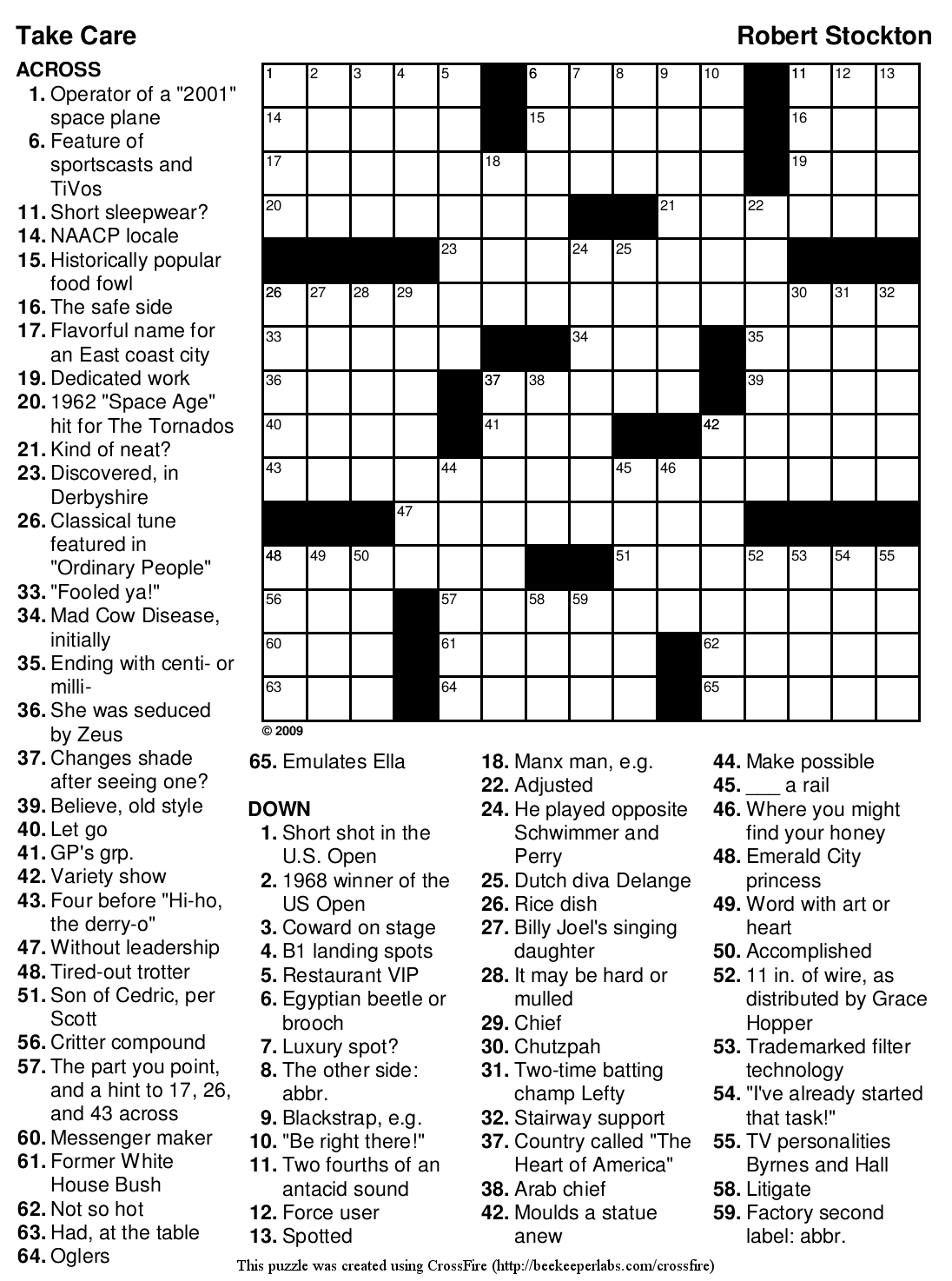 Easy Crossword Puzzles With Answers Printable