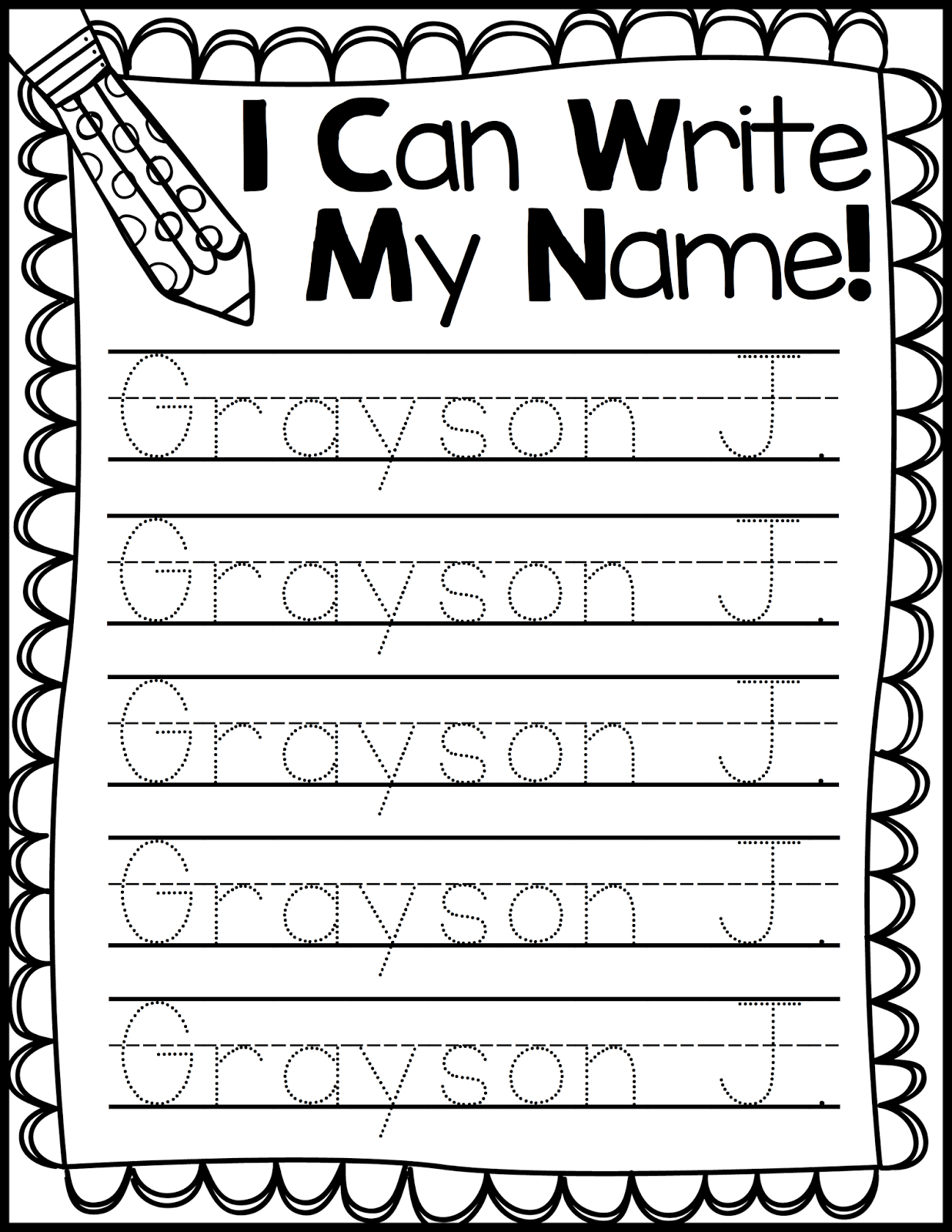 Editable Name Tracing Sheets