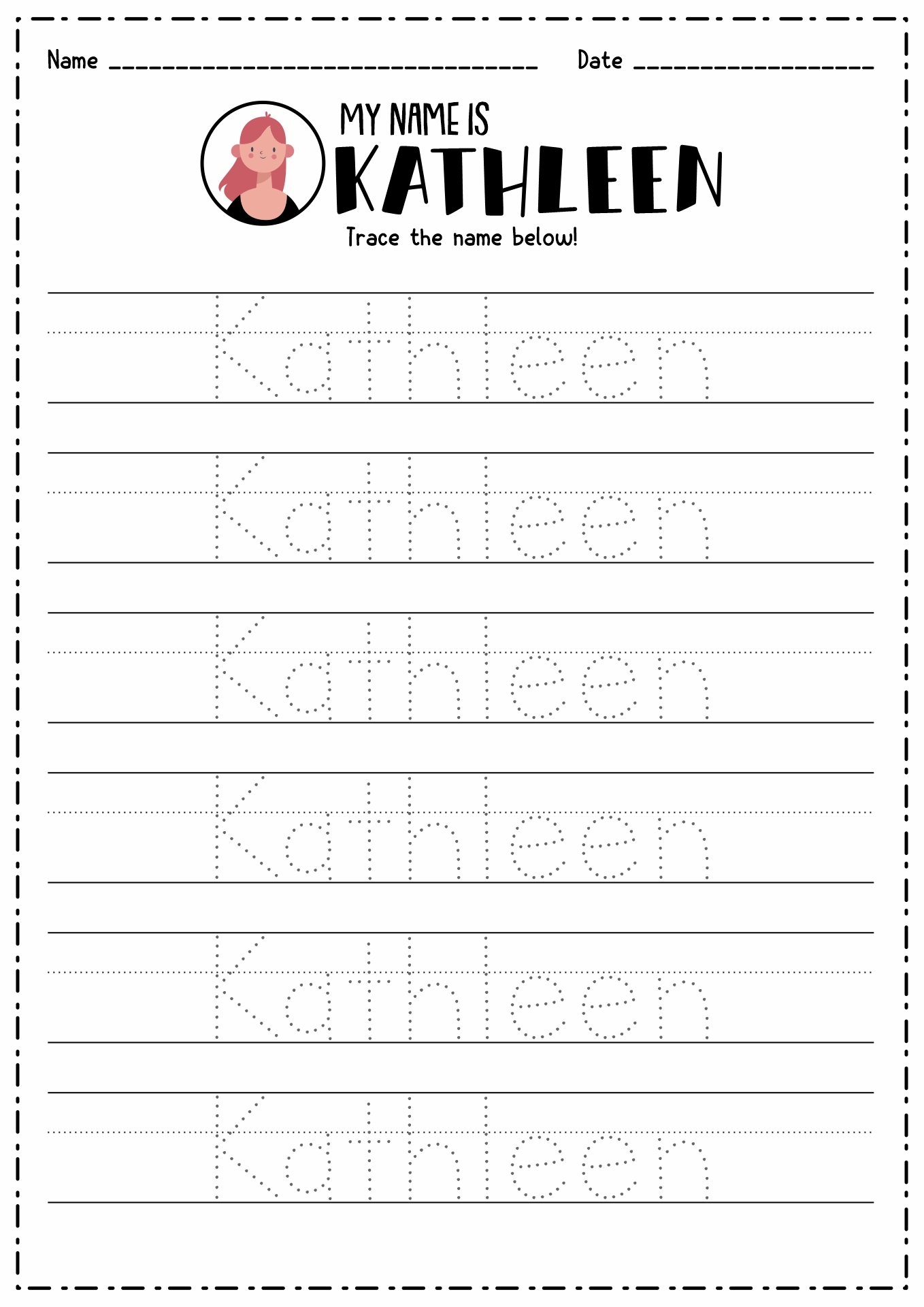 Editable Trace Name Worksheet Name Tracing Generator