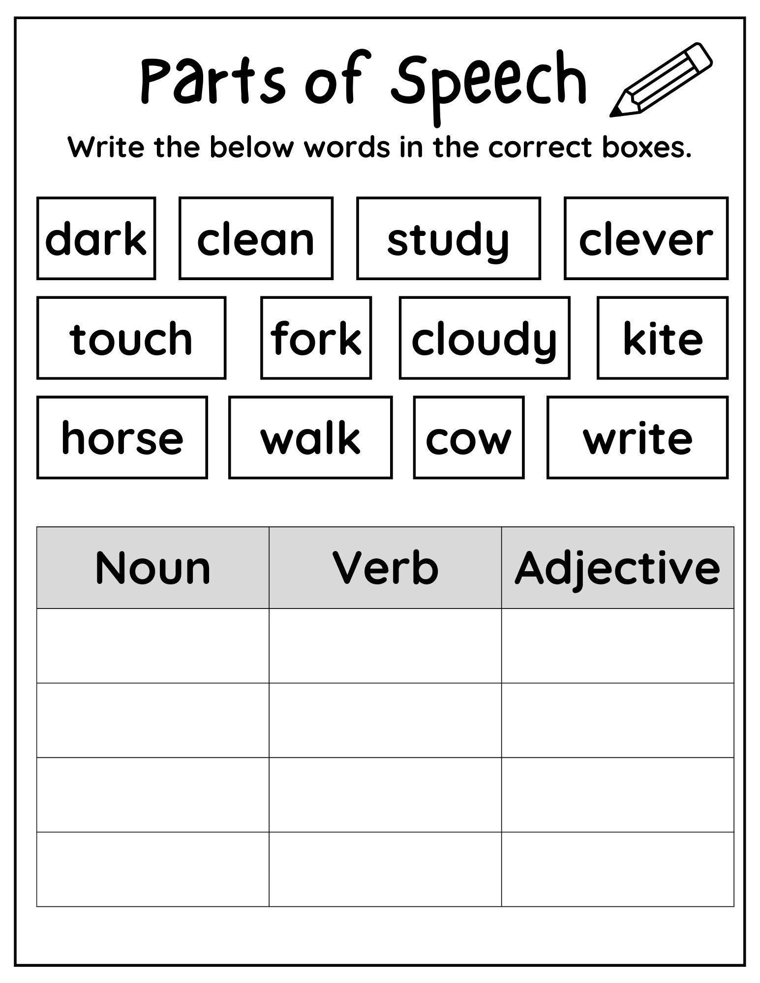 noun and verb worksheet pdf