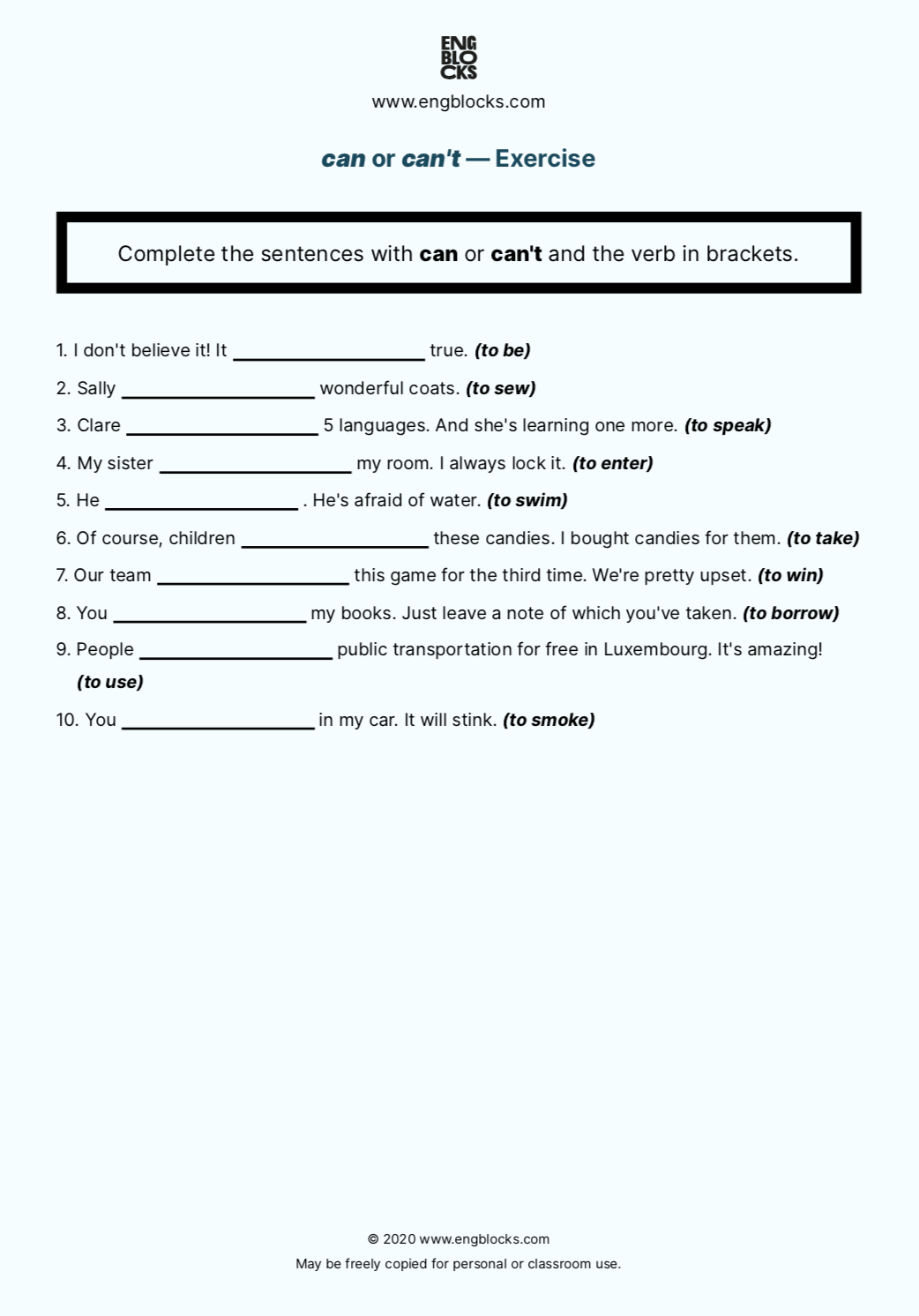 Esl Grammar Worksheets Worksheets Library