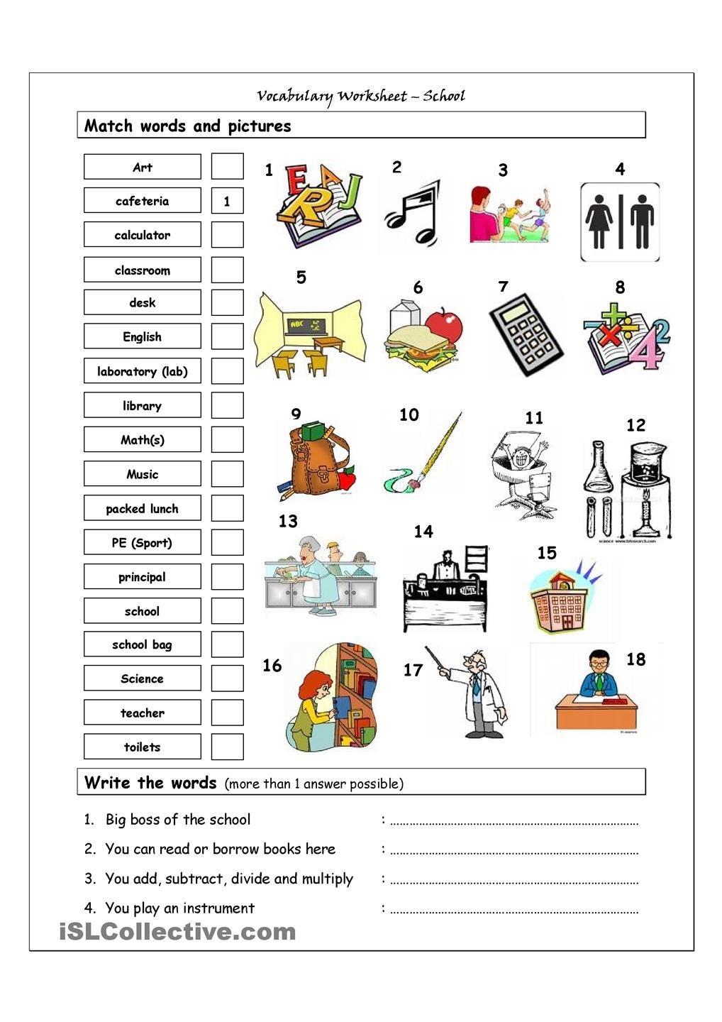 vocabulary worksheet