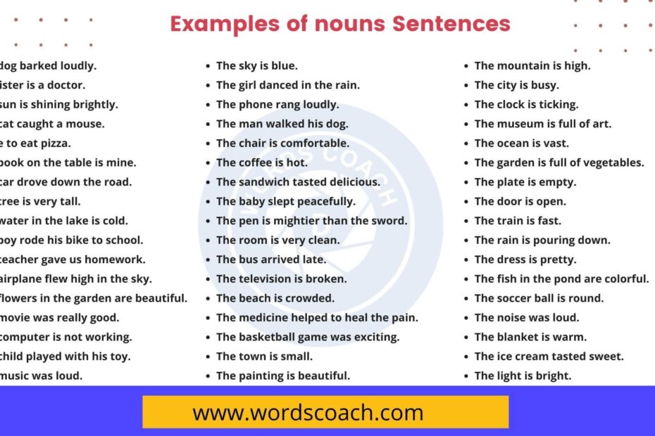 Examples Of Noun Sentences Noun Examples Sentences English 52 OFF