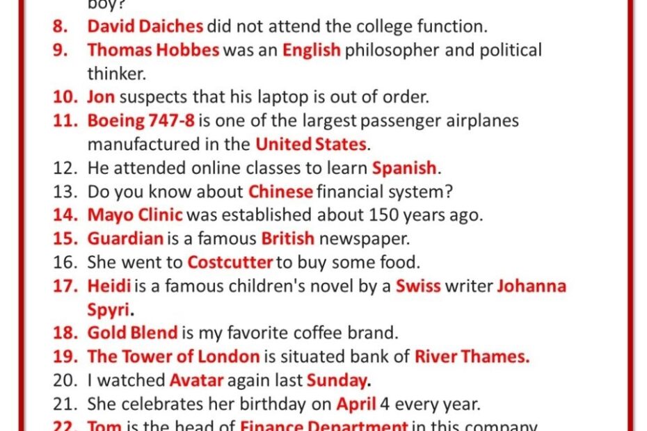 Examples Of Proper Nouns 35 Sentences EnglishGrammarSoft