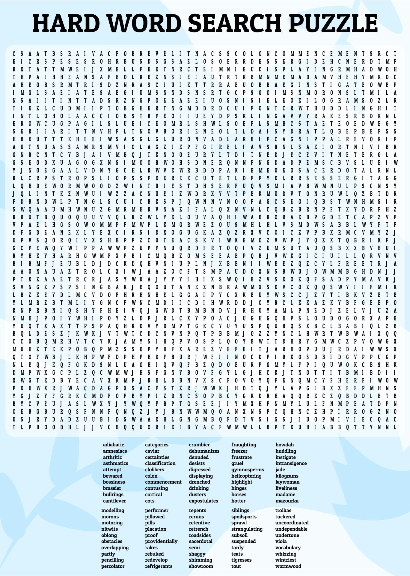 Extremely Hard Word Searches Printable Word Search Maker