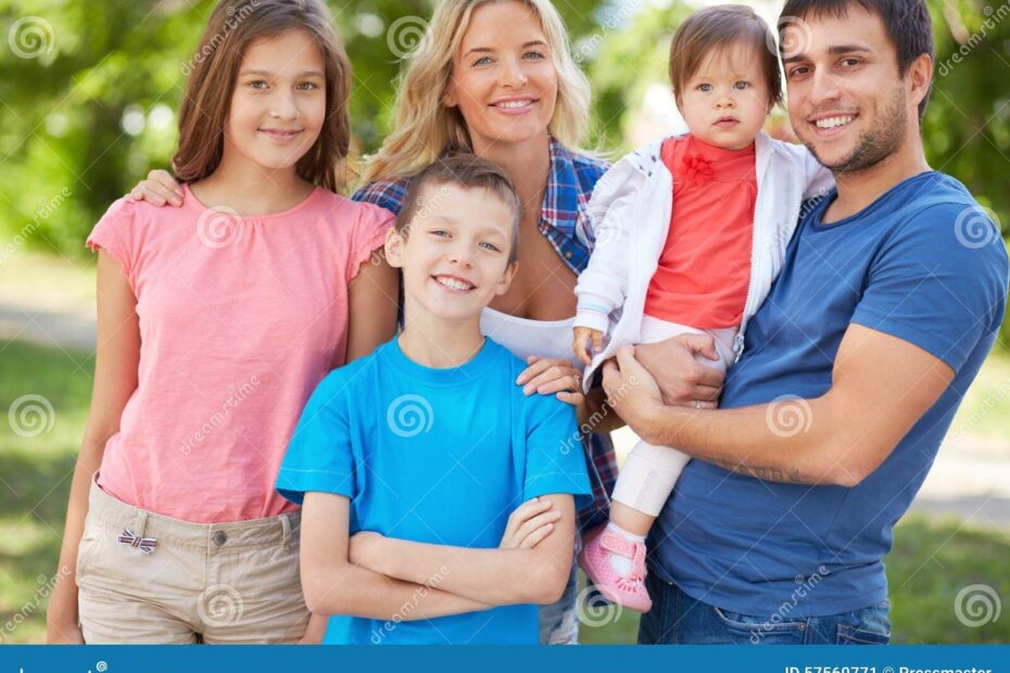 Family Of Five Stock Image Image Of Park Mother Happy 57560771