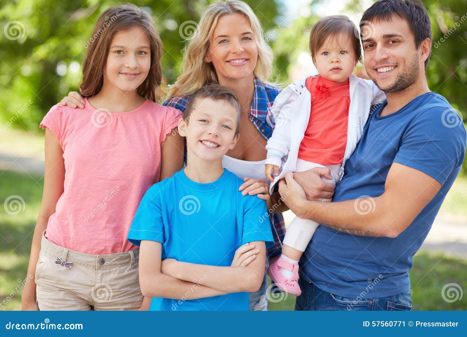 Family Of Five Stock Image Image Of Park Mother Happy 57560771