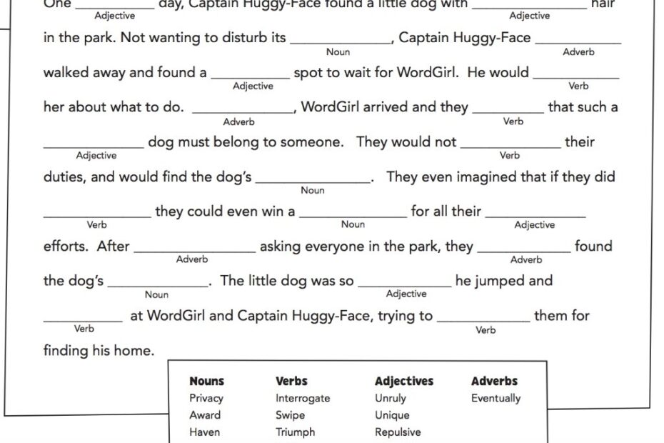 Fill In The Blanks Games Printable Templates Free