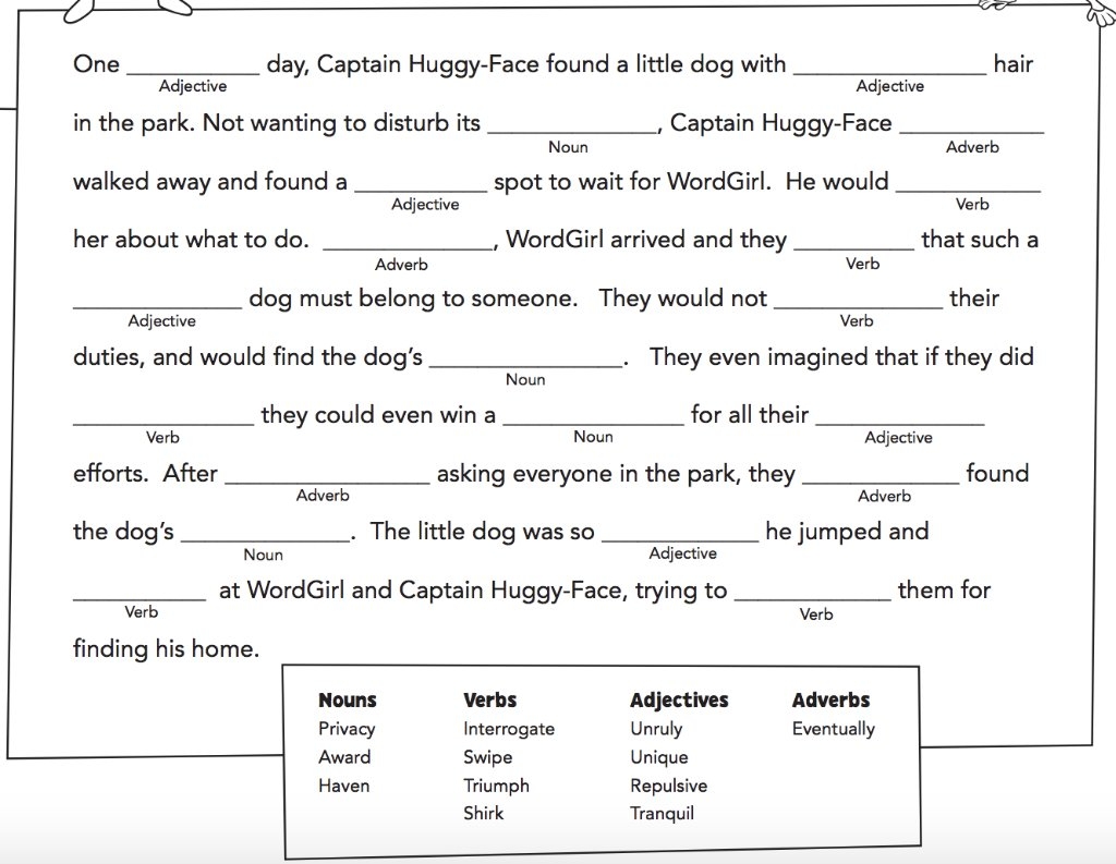 Fill In The Blanks Games Printable Templates Free