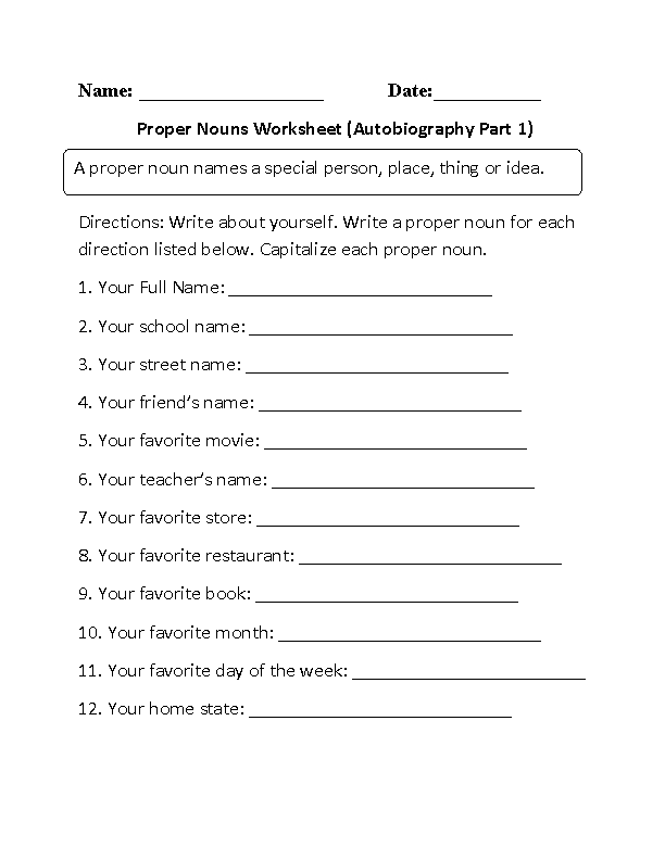Free Capitalize Proper Nouns Worksheet Grammar Download Free 