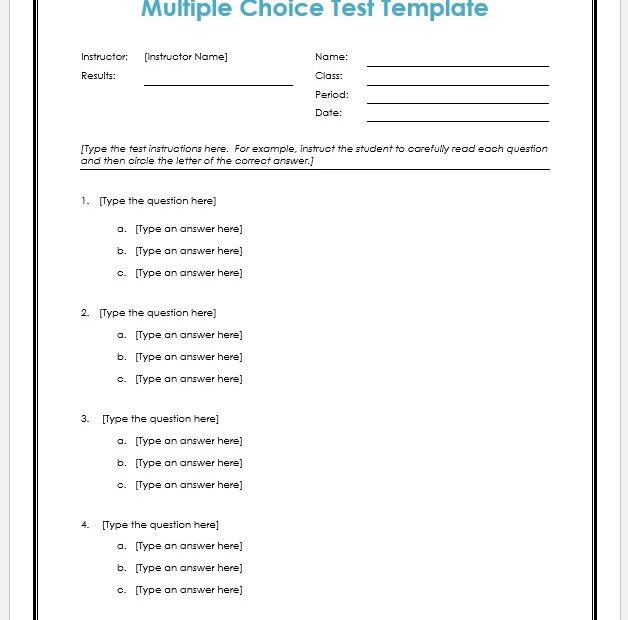 Free Editable Multiple Choice Test Template