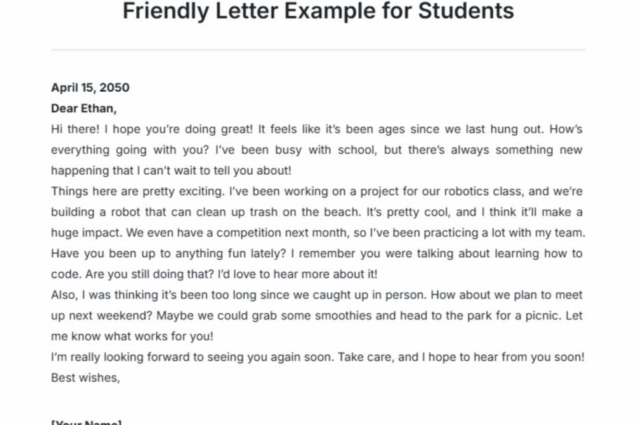 Free Friendly Letter Template Printable Free Infoupdate