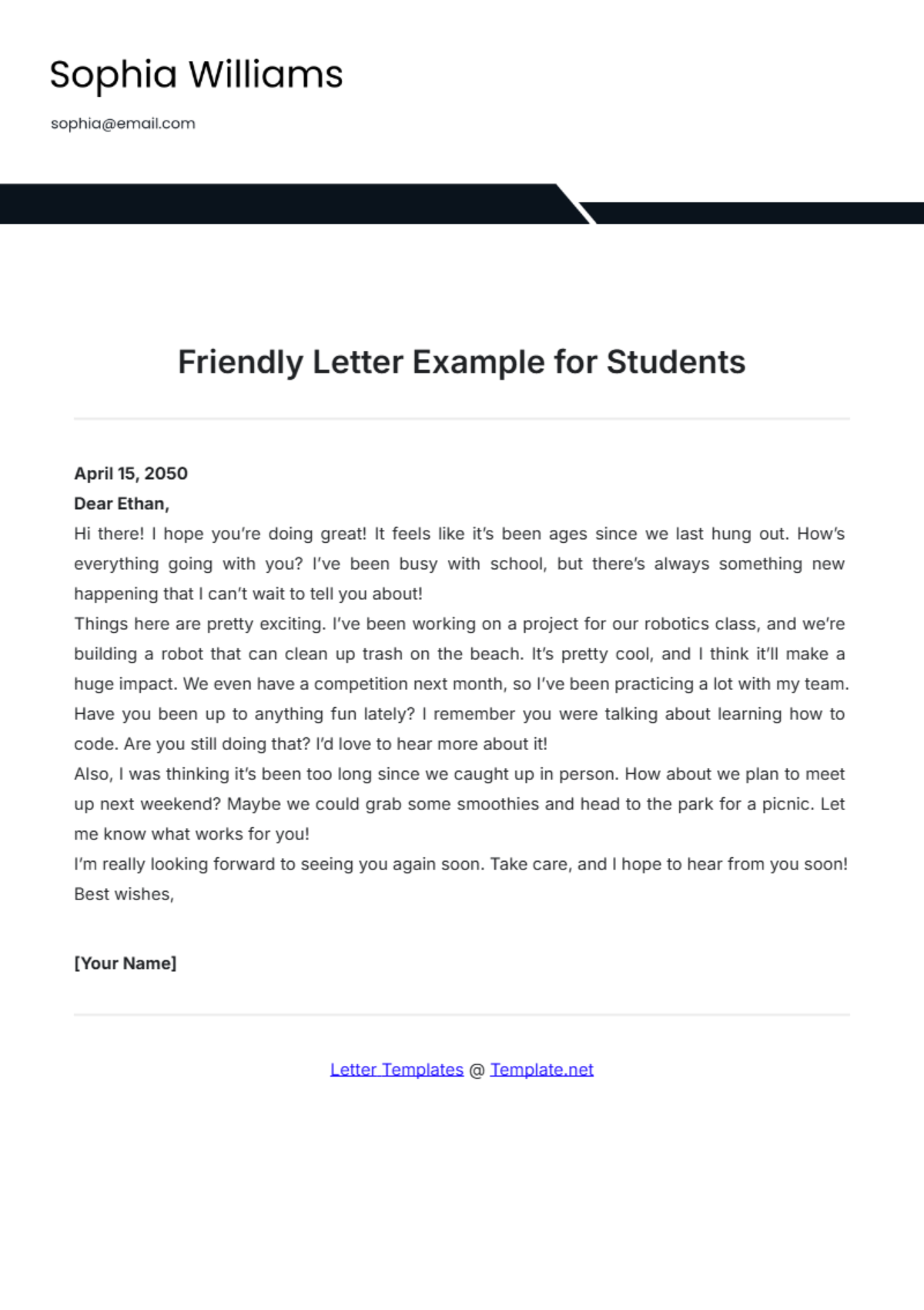 Free Friendly Letter Template Printable Free Infoupdate