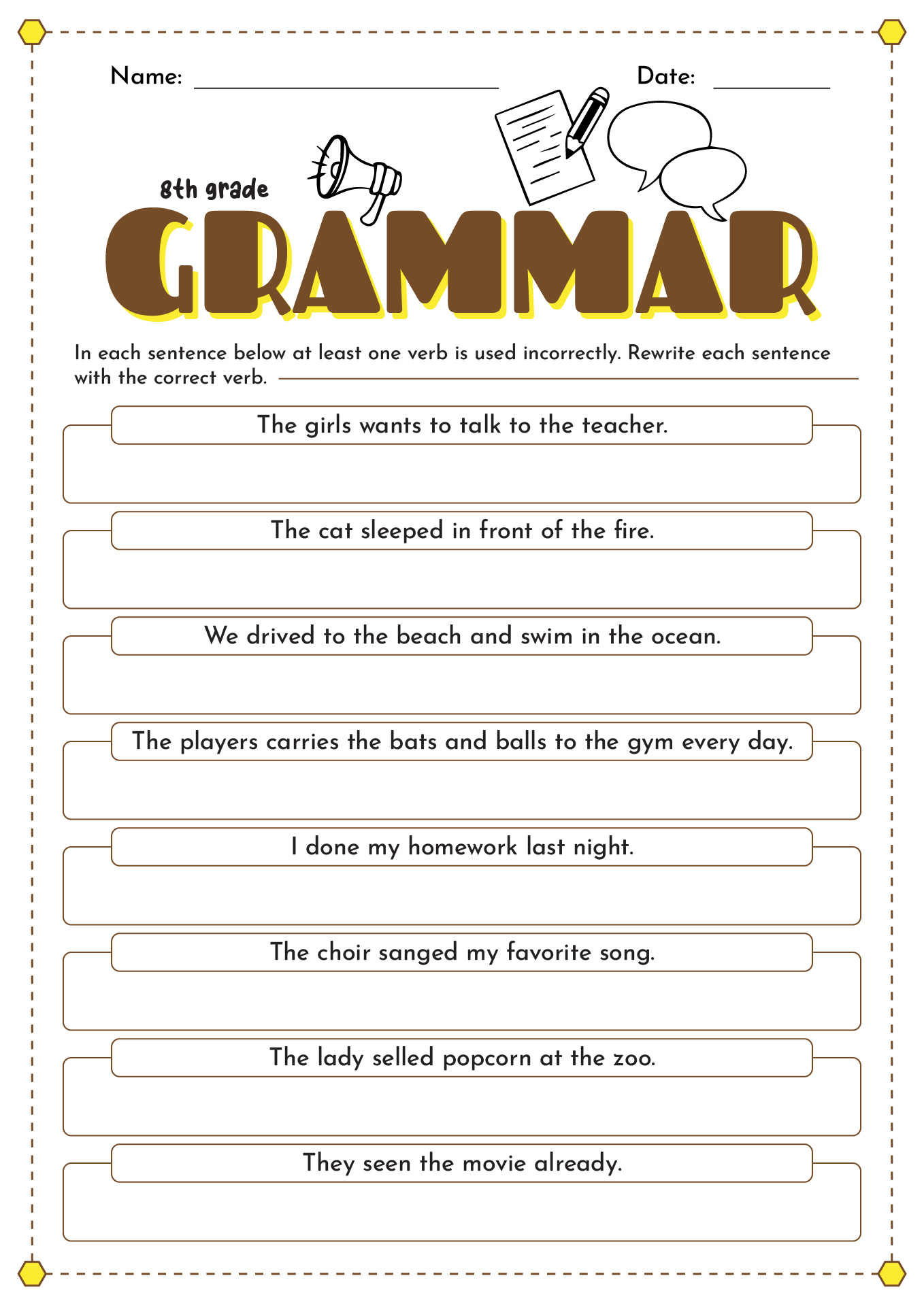 Free Grammar Worksheet For 8th Graders Download Free Grammar Worksheet 