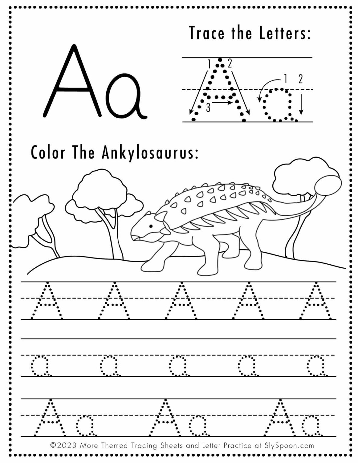 Free Letter A Tracing Worksheets Sly Spoon