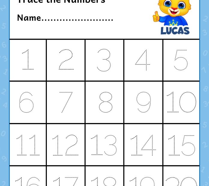 Free Number Tracing Worksheets 1 20