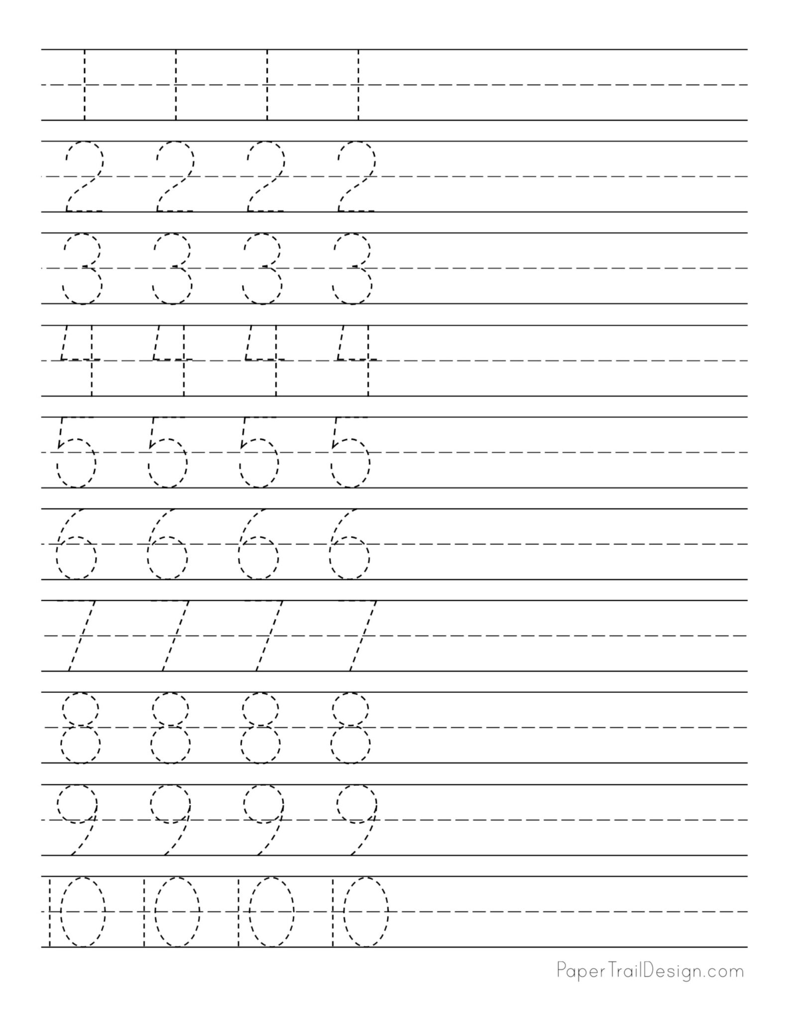Free Number Tracing Worksheets Paper Trail Design