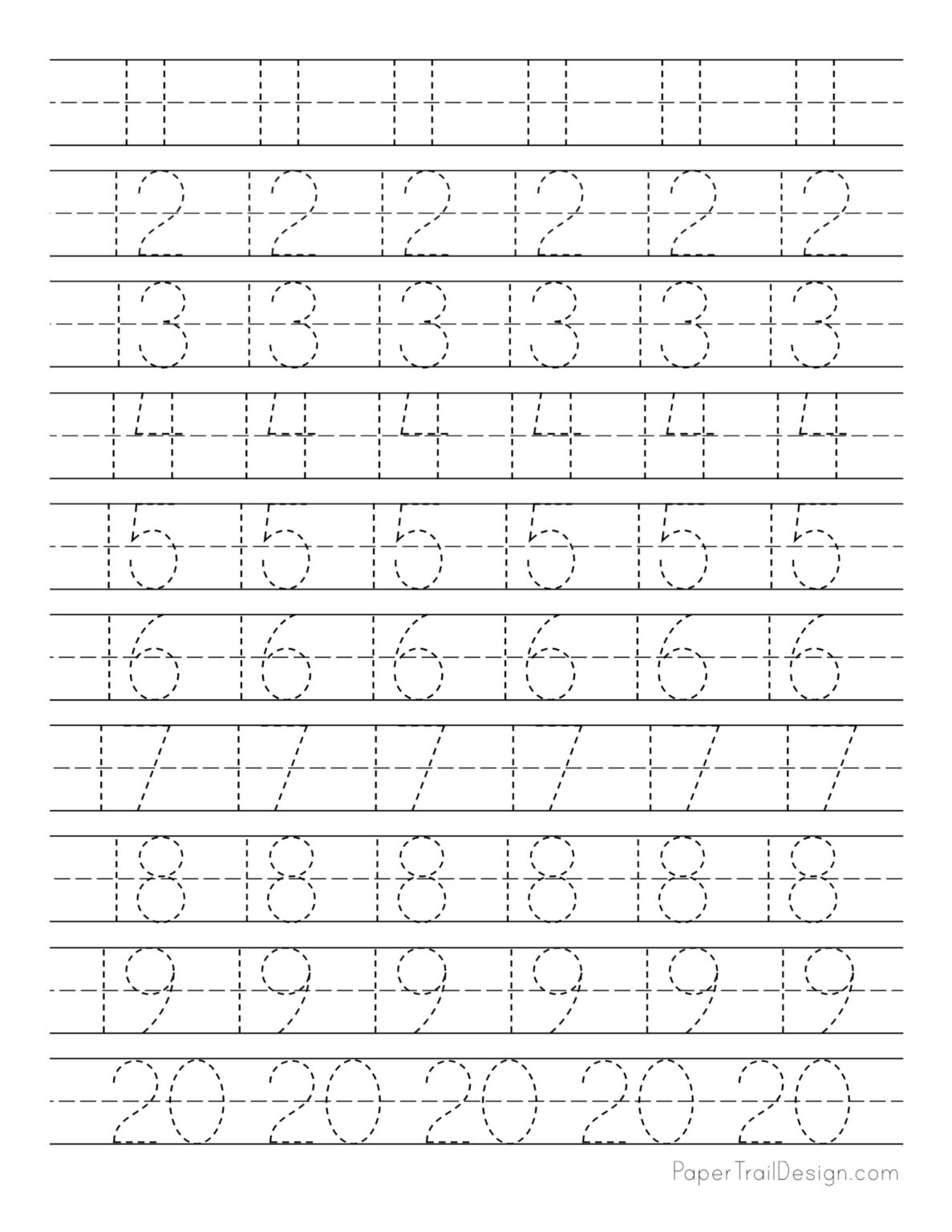 Free Number Tracing Worksheets Paper Trail Design