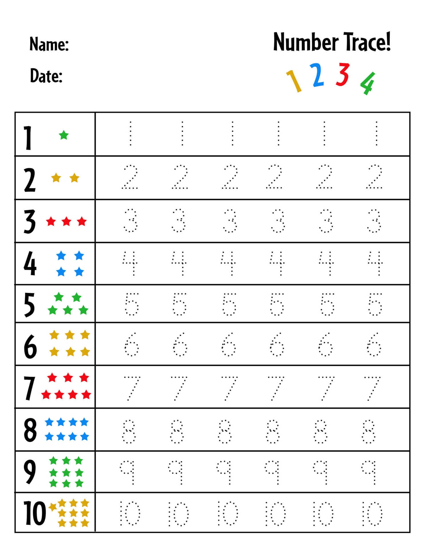 Free Numbers 1 20 Tracing Worksheets The Hollydog Blog
