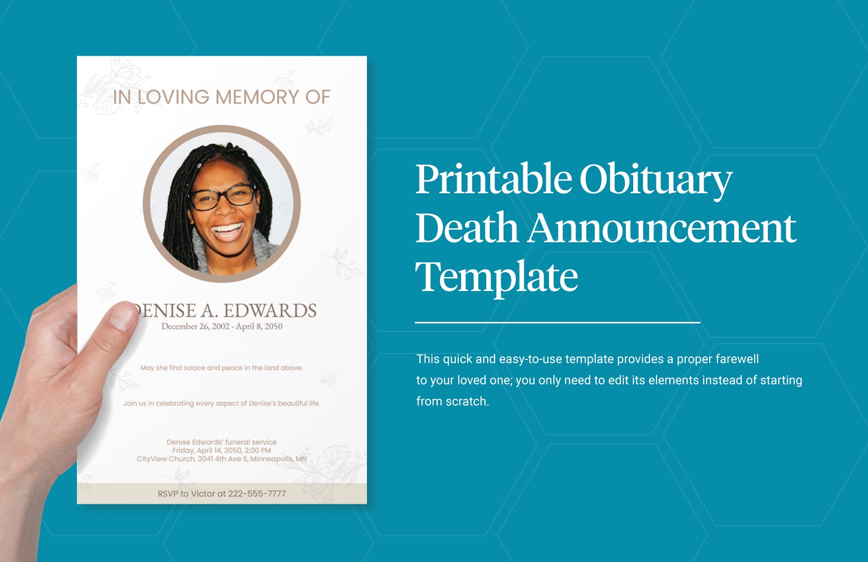 Free Obituary Card Templates Editable And Printable