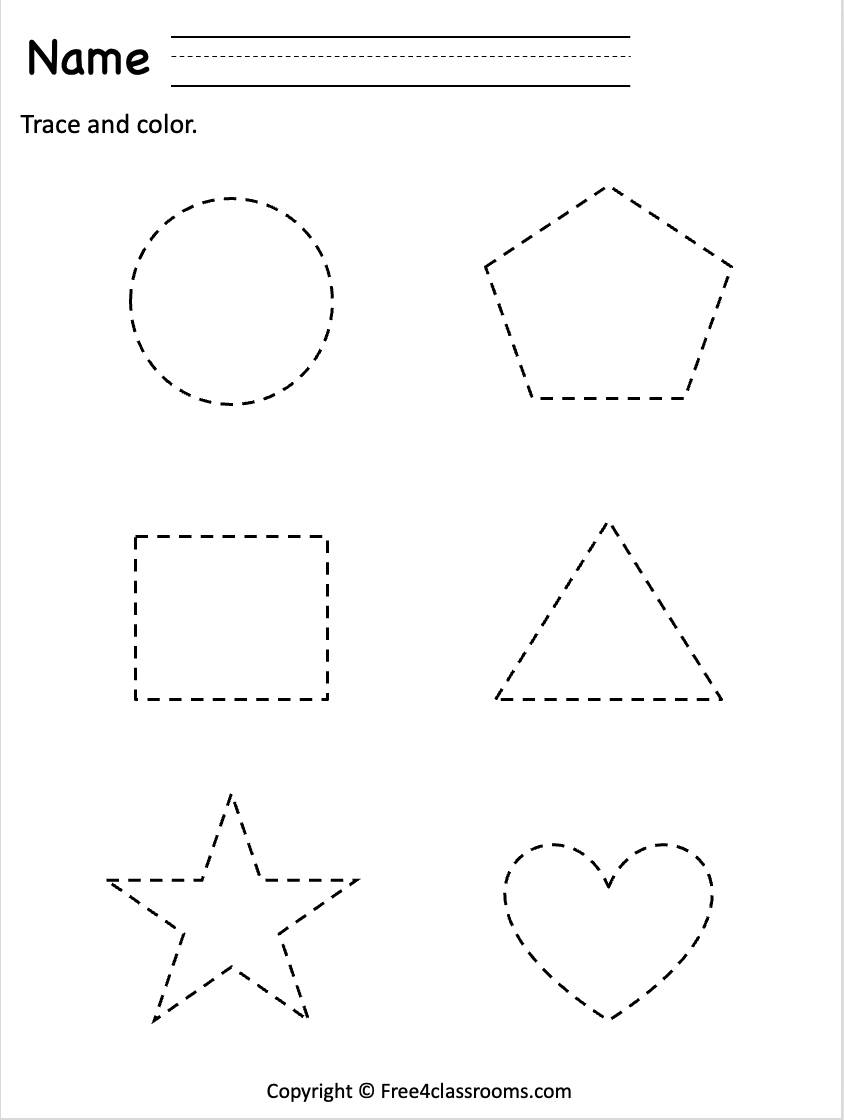 shape tracing worksheet preschool
