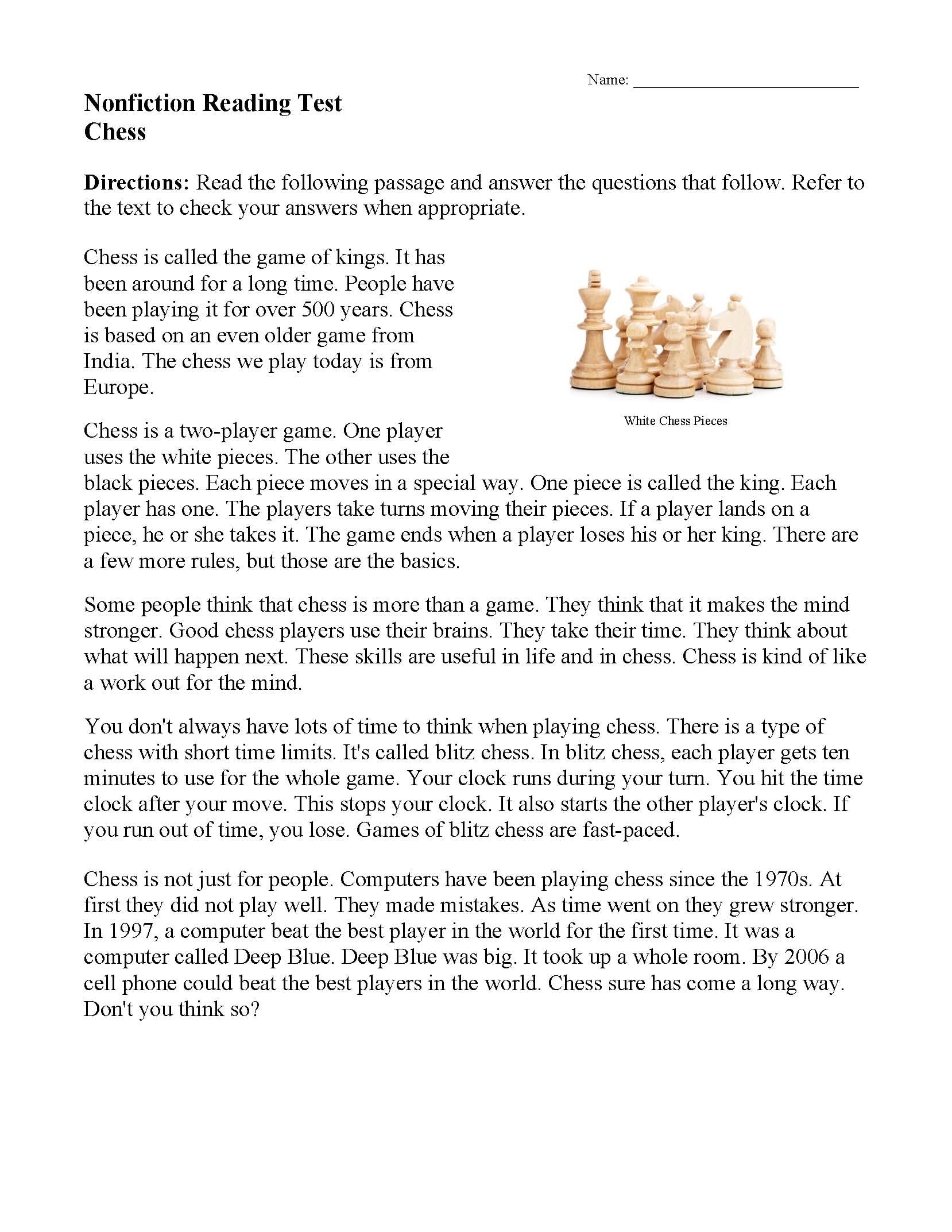 Free Printable 11th Grade Reading Comprehension Worksheets Reading 