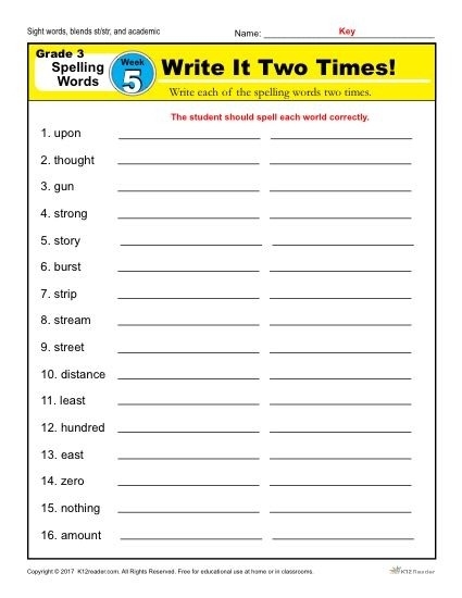 Free Printable 3rd Grade Spelling Worksheets Worksheets Master