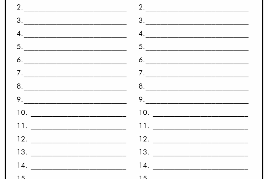 Free Printable Blank Spelling Worksheets
