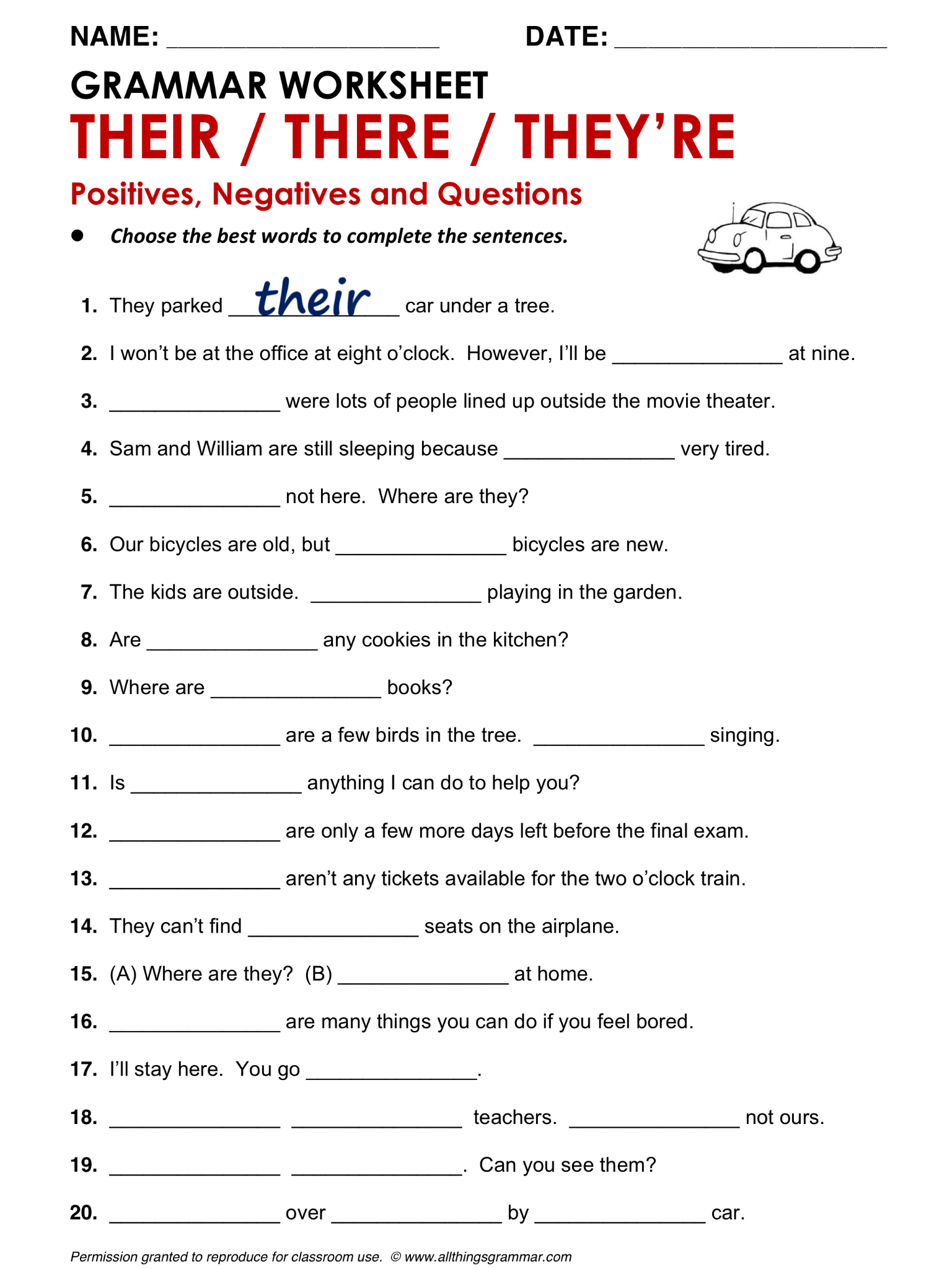 grammar worksheets