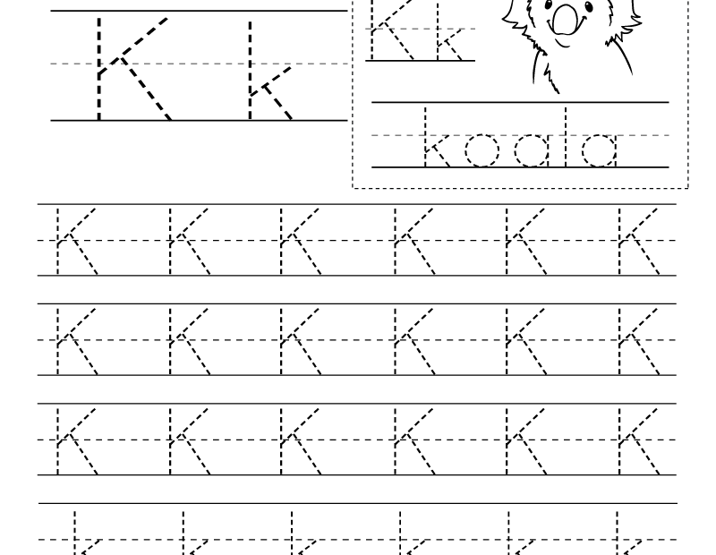 Free Printable Letter K Writing Practice Worksheet For Kindergarten