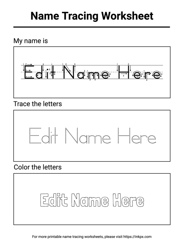 Free Printable Name Tracing And Coloring Worksheet InkPx Worksheets 