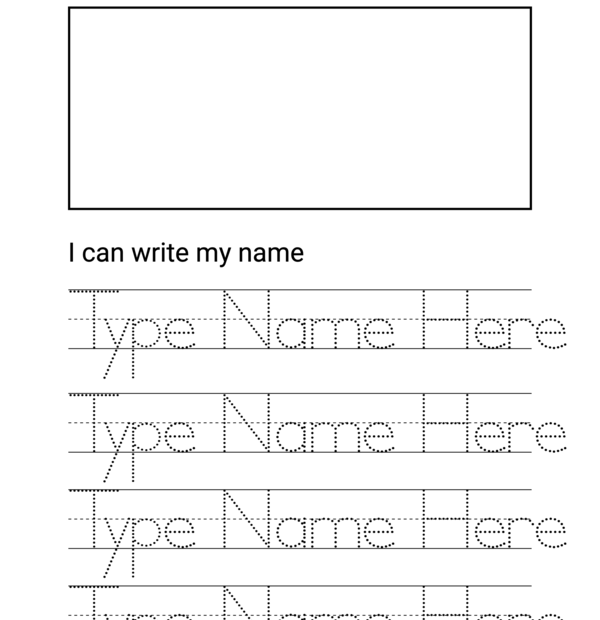 Free Printable Name Tracing Worksheet With Picture Box InkPx