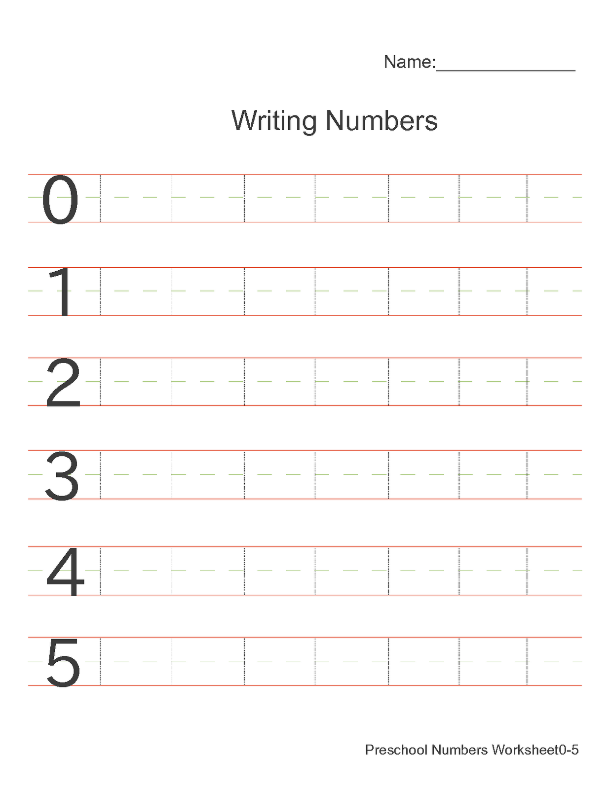 Free Printable Number Writing Practice Sheets