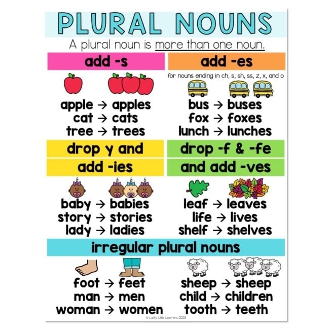 Free Printable Plural Noun Anchor Chart
